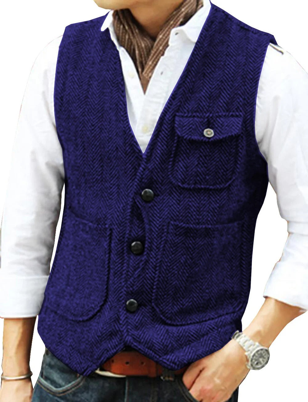 Gilet homme Tweed Élégant Sans manches
