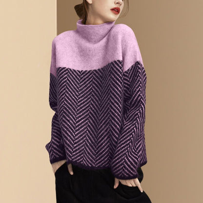 Pull rayé stylé à manches longues