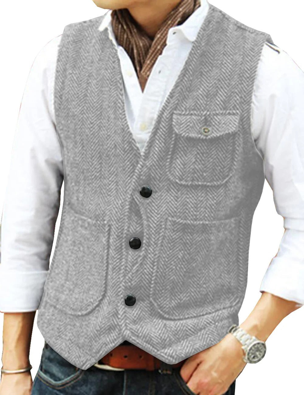 Gilet homme Tweed Élégant Sans manches