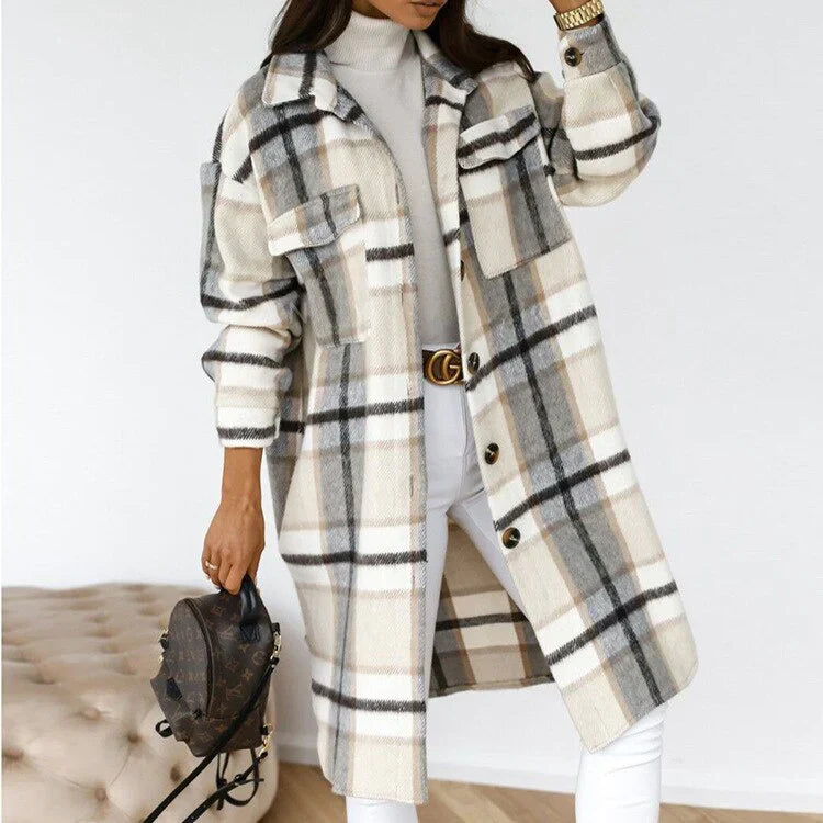 Blazer à carreaux tendance pour femme