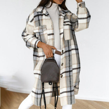 Veste à carreaux tendance pour femme