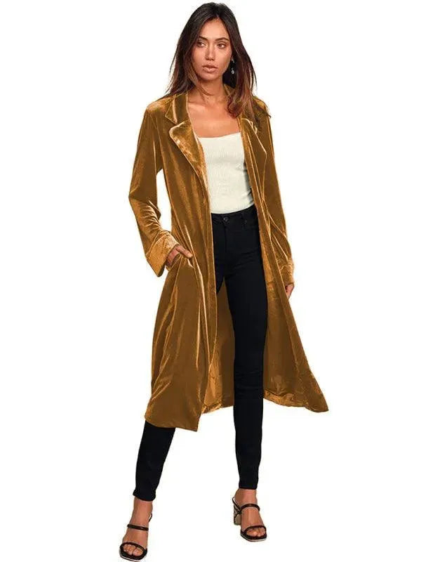 Manteau de luxe pour femme, blazer long en velours