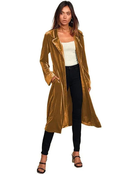 Manteau de luxe pour femme, blazer long en velours