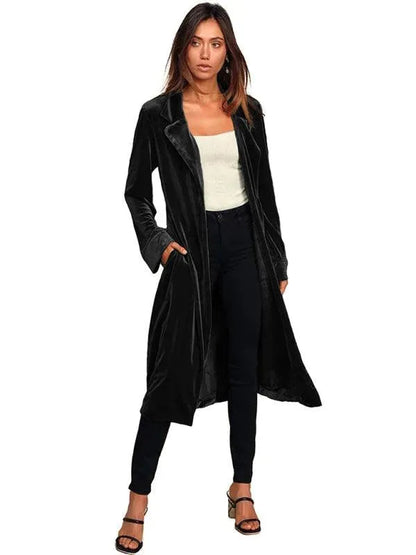 Manteau de luxe pour femme, blazer long en velours
