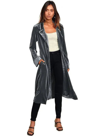 Manteau de luxe pour femme, blazer long en velours