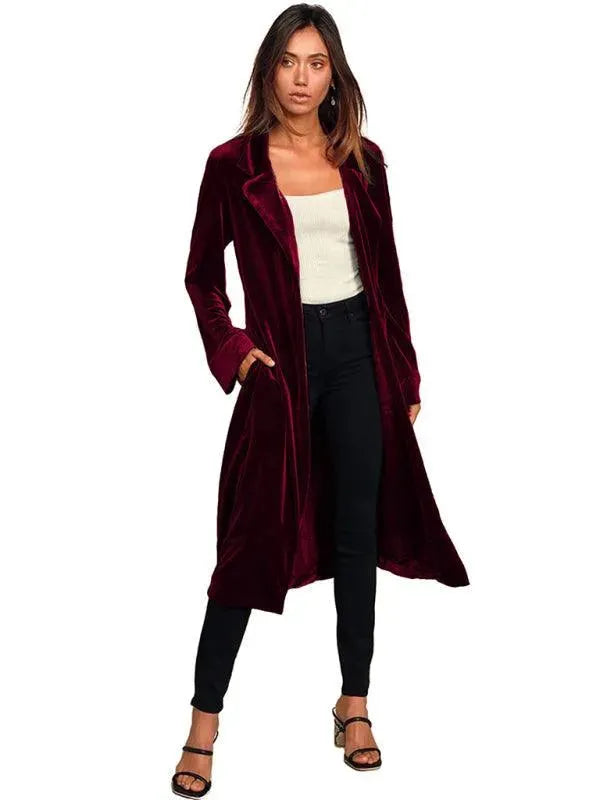 Manteau de luxe pour femme, blazer long en velours