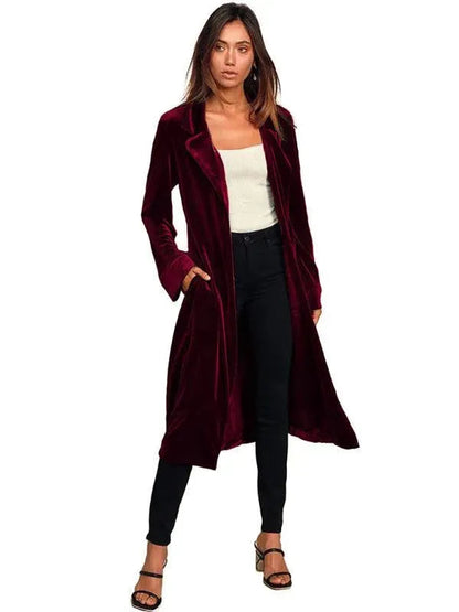 Manteau de luxe pour femme, blazer long en velours