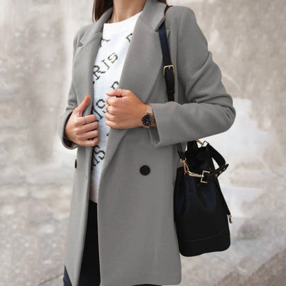 Robe élégante Femme Classique Cintrée Mélange Laine Longueur Genou