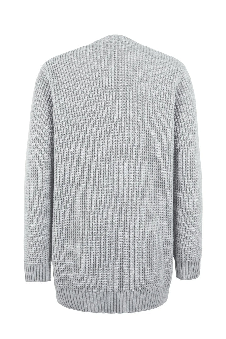 Langer Cardigan Offene Vorderseite Weich Gestrickt - IdealeKleiden