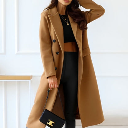 Manteau long élégant pour femme en laine mélangée sur mesure