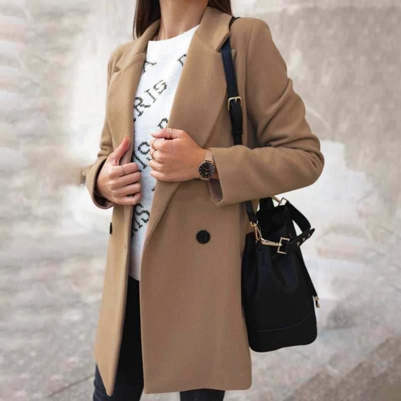 Robe élégante Femme Classique Cintrée Mélange Laine Longueur Genou