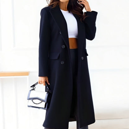 Manteau long élégant pour femme en laine mélangée sur mesure