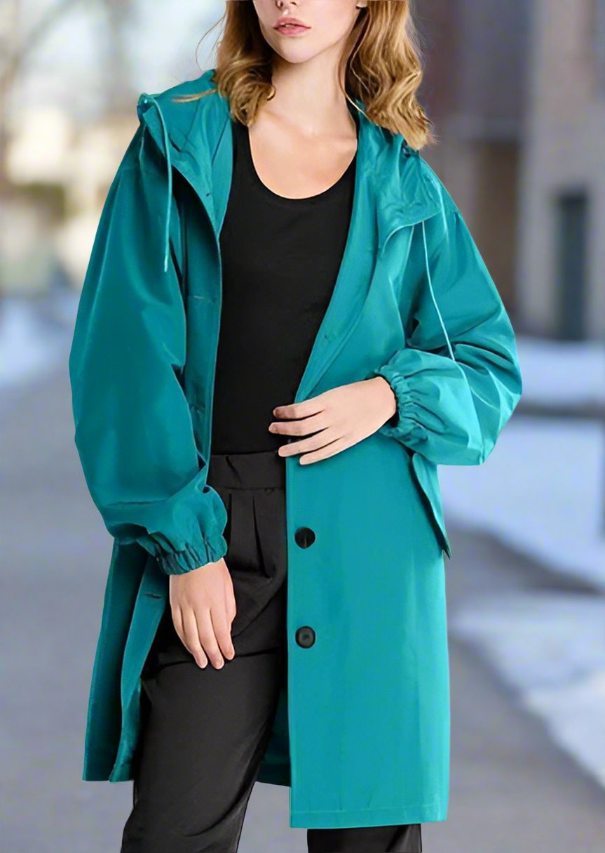 Imperméable long avec capuche