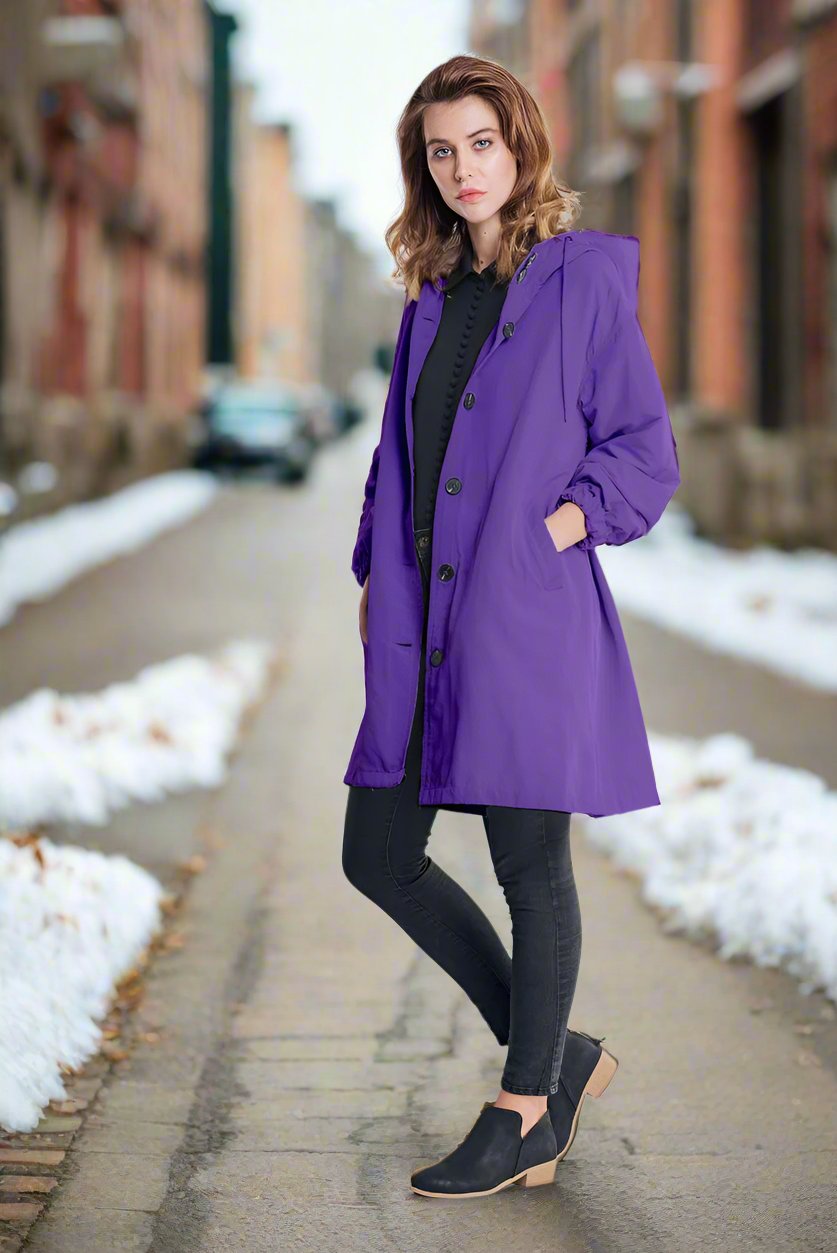 Imperméable long avec capuche