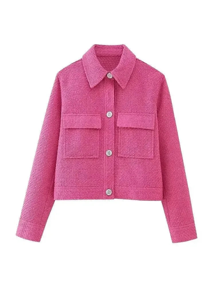 Veste élégante pour femme courte en tweed, style vintage
