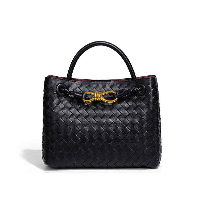 Panier tressé Élégant avec accents dorés