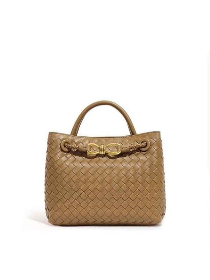 Panier tressé Élégant avec accents dorés