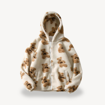 Veste à capuche douillette pour femme à motif nounours