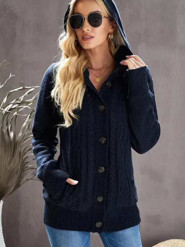 Cardigan confortable à capuche style décontracté