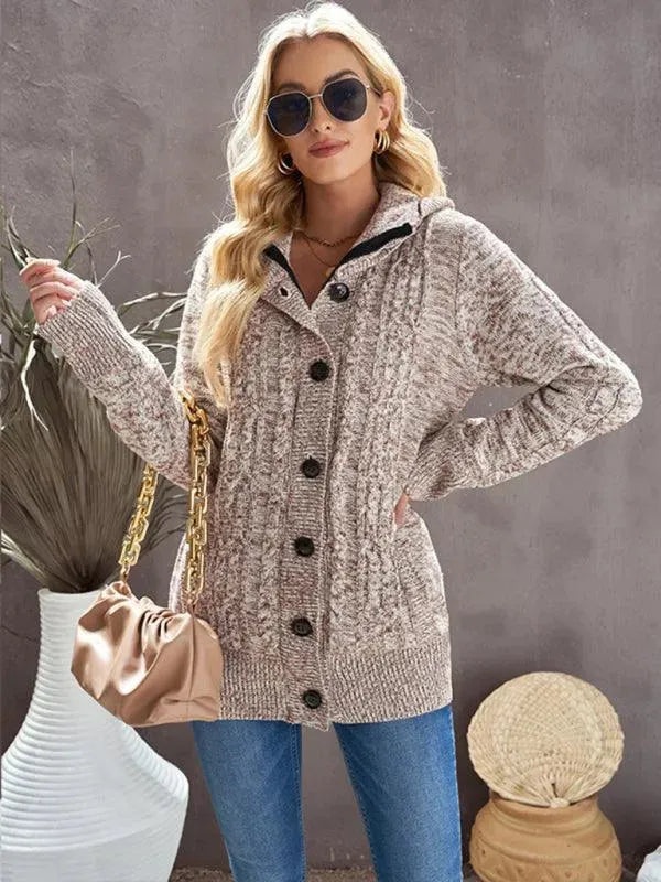 Cardigan confortable à capuche style décontracté