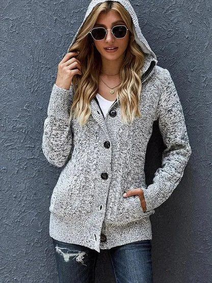 Cardigan confortable à capuche style décontracté