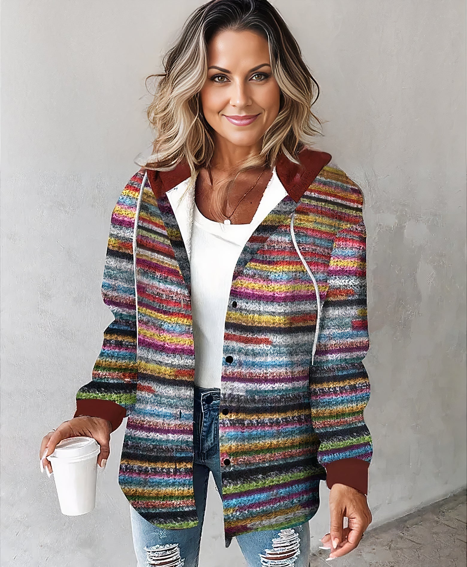 Damenschal Kopfhörer Strickjacke Kapuze Damen - IdealeKleiden