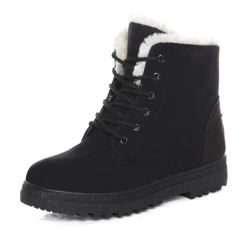 Bottes d'hiver à lacets doublées chaudes pour femme