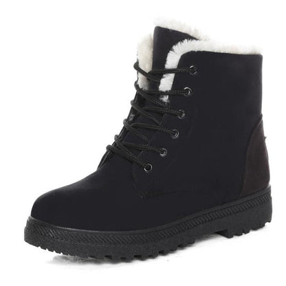 Bottes d'hiver à lacets doublées chaudes pour femme