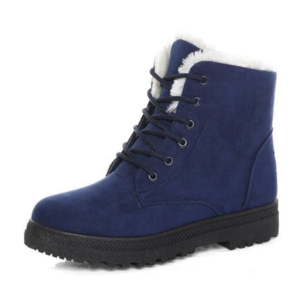 Bottes d'hiver à lacets doublées chaudes pour femme