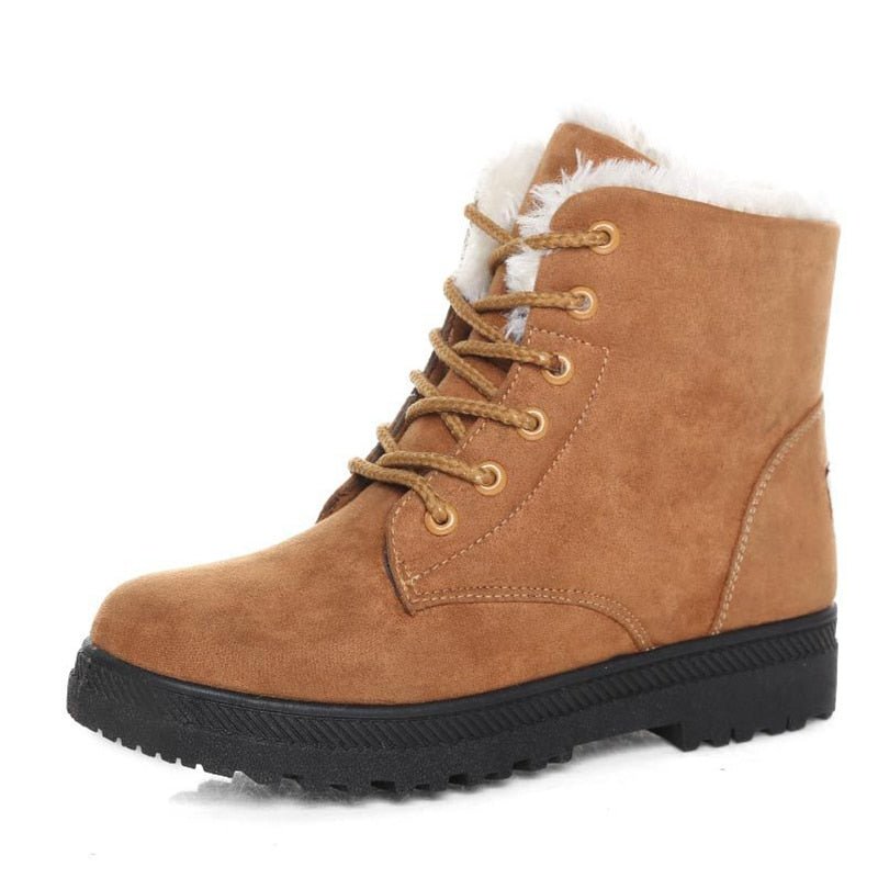 Bottes d'hiver à lacets doublées chaudes pour femme
