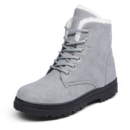 Bottes d'hiver à lacets doublées chaudes pour femme