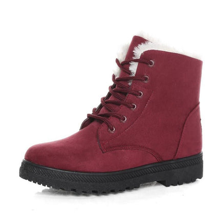 Bottes d'hiver à lacets doublées chaudes pour femme
