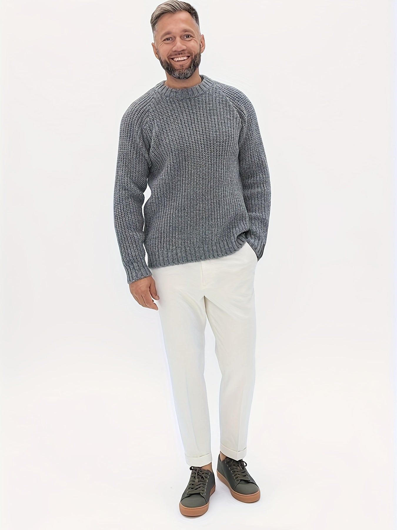 Pull-over tricoté chaud pour hommes - Hiver