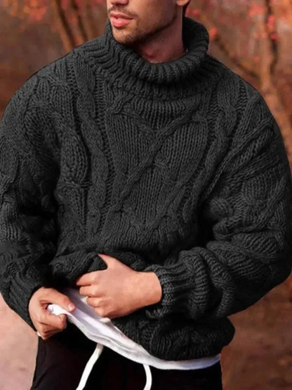 Sweat-shirt épais à col roulé pour homme