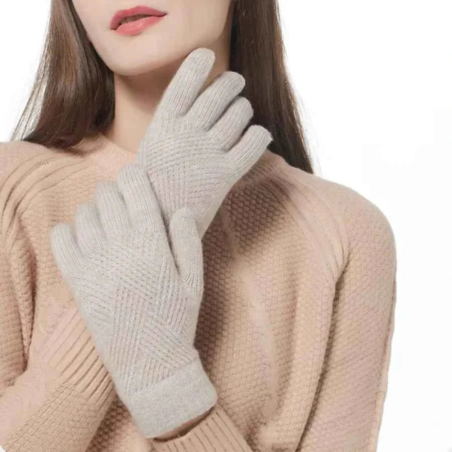 Gants tricotés doux femme hiver