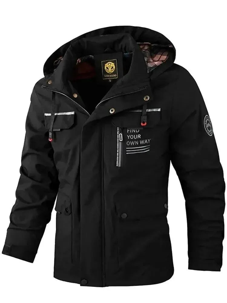 Veste imperméable pour homme Coupe-vent à capuche Imperméable