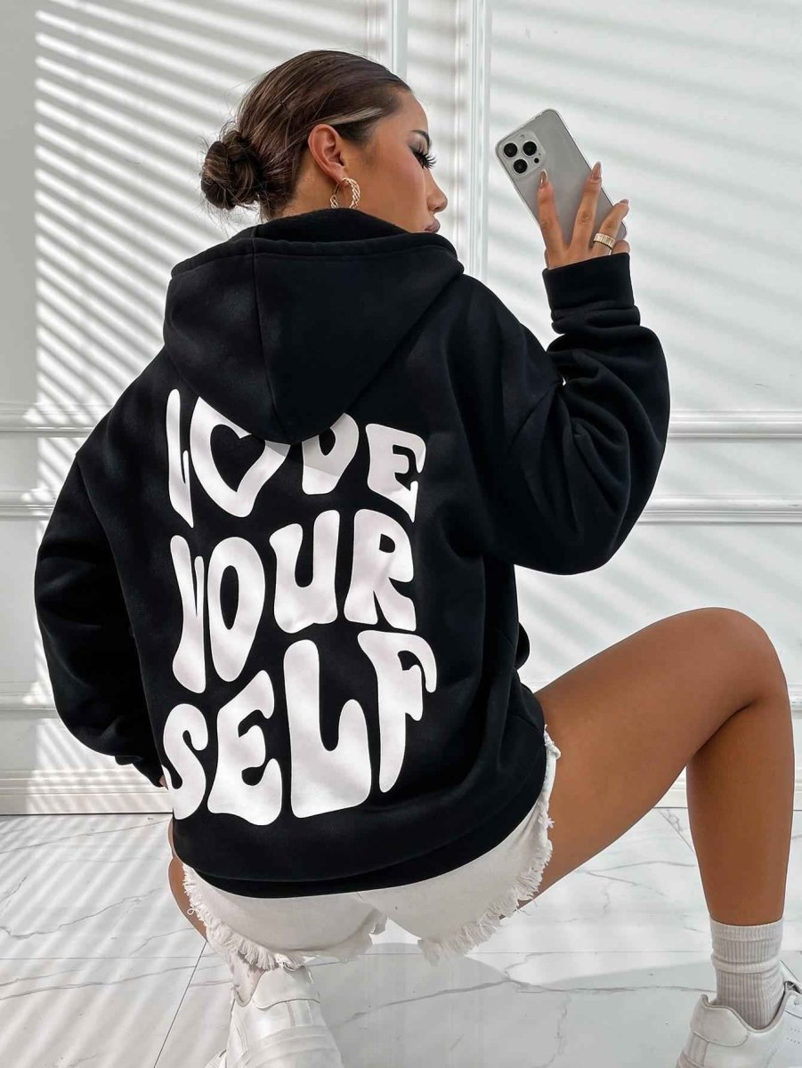 Damen Hoodie Weiß Trendy Druck - IdealeKleiden