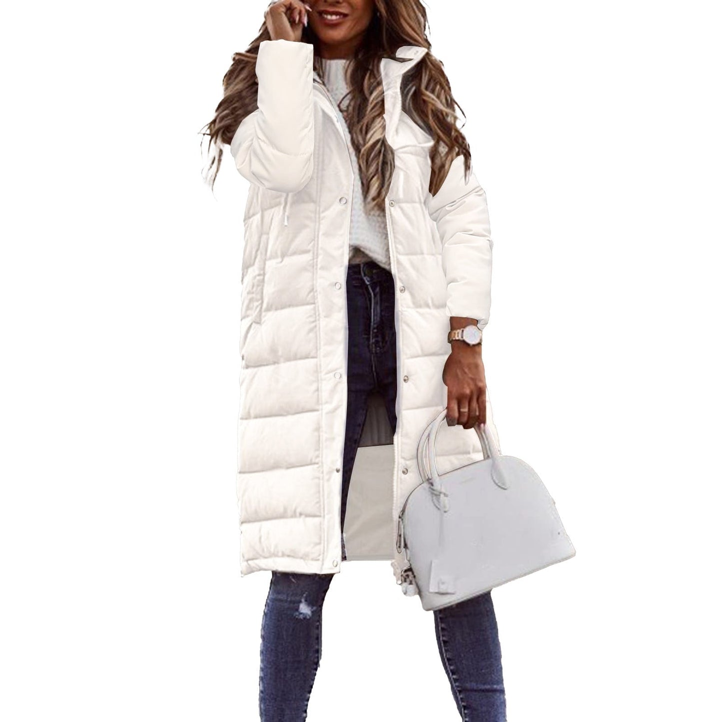 Manteau d'hiver long femme doublé capuche