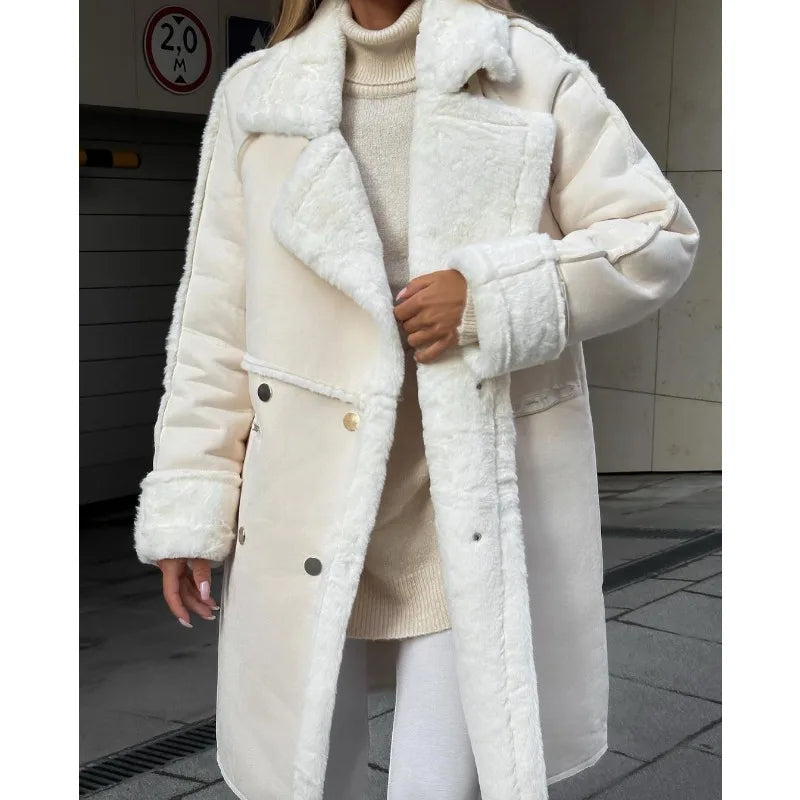 Manteau d'hiver doux avec doublure en peau de mouton, taille XL