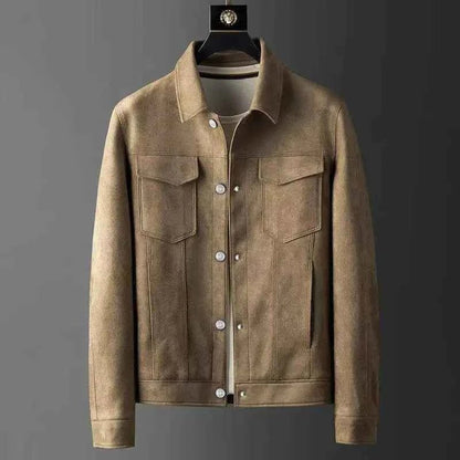 Blouson en cuir suédé au design moderne pour homme