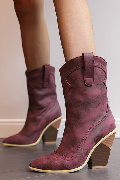 Bottes western hautes pour femme, bout pointu, effilées