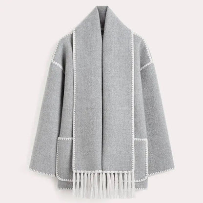 Manteau long en laine pour femme, mode automne