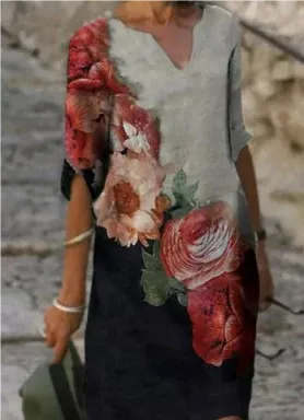Robe manches longues pour femmes, motif moderne