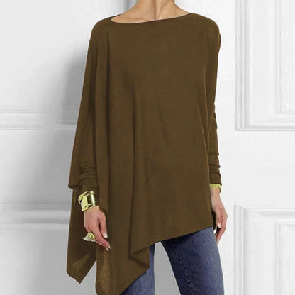 Tunique ample Tricot oversize Manches longues Asymétrique