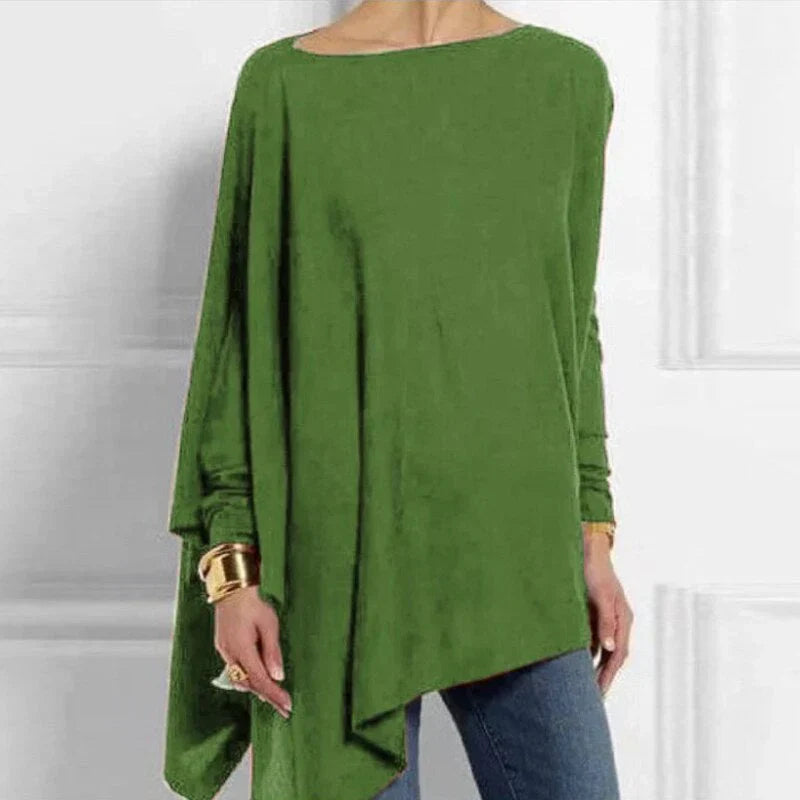 Tunique ample Tricot oversize Manches longues Asymétrique
