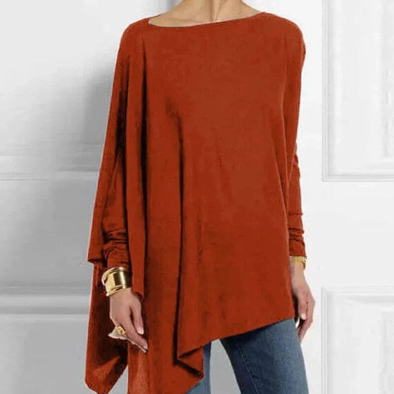 Tunique ample Tricot oversize Manches longues Asymétrique