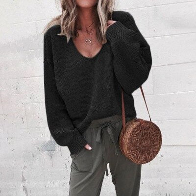Sweat-shirt douillet à col en V pour femme