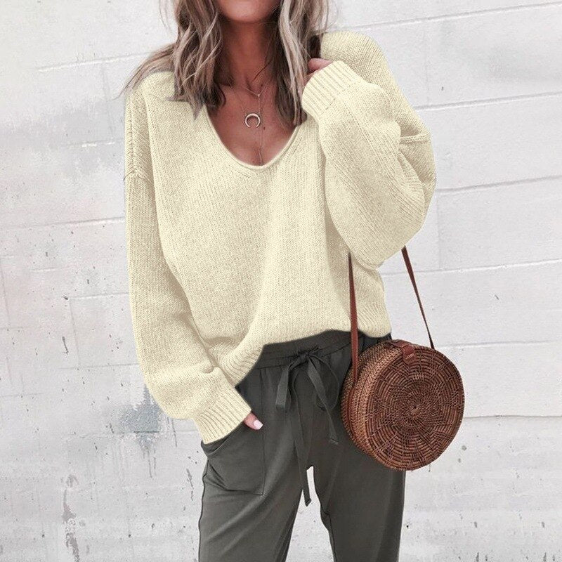 Pull pour femme automne Confortable Col en V