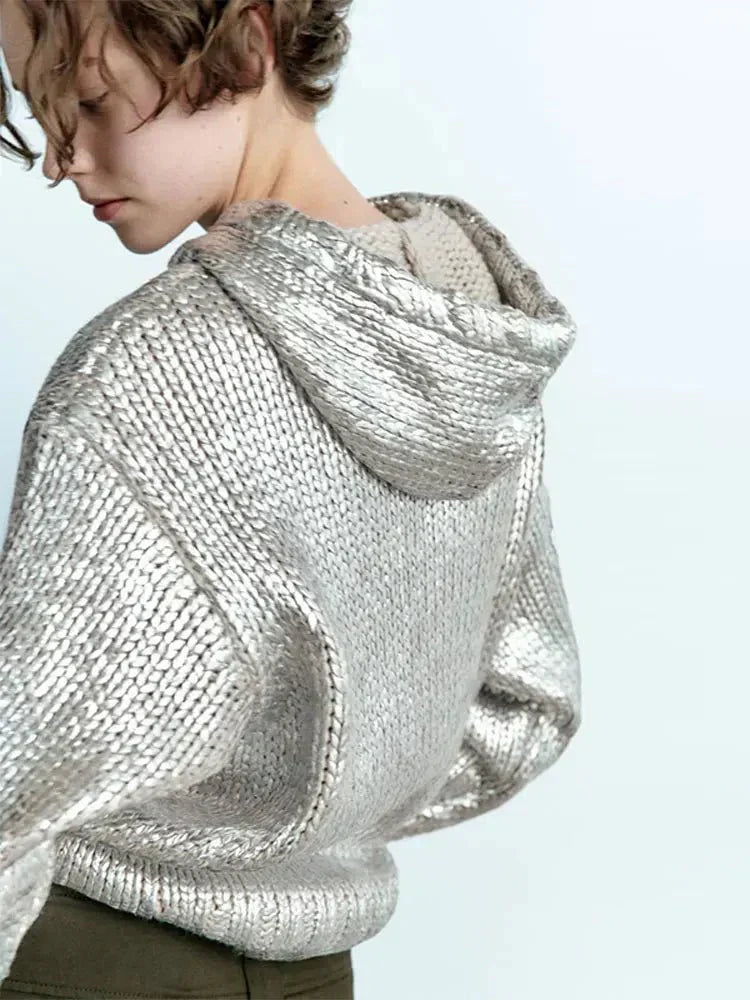 Pull femme Glamour effet métallique