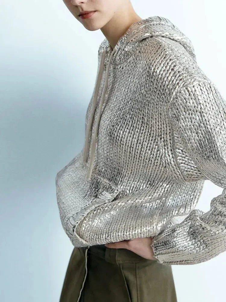 Pull femme Glamour effet métallique